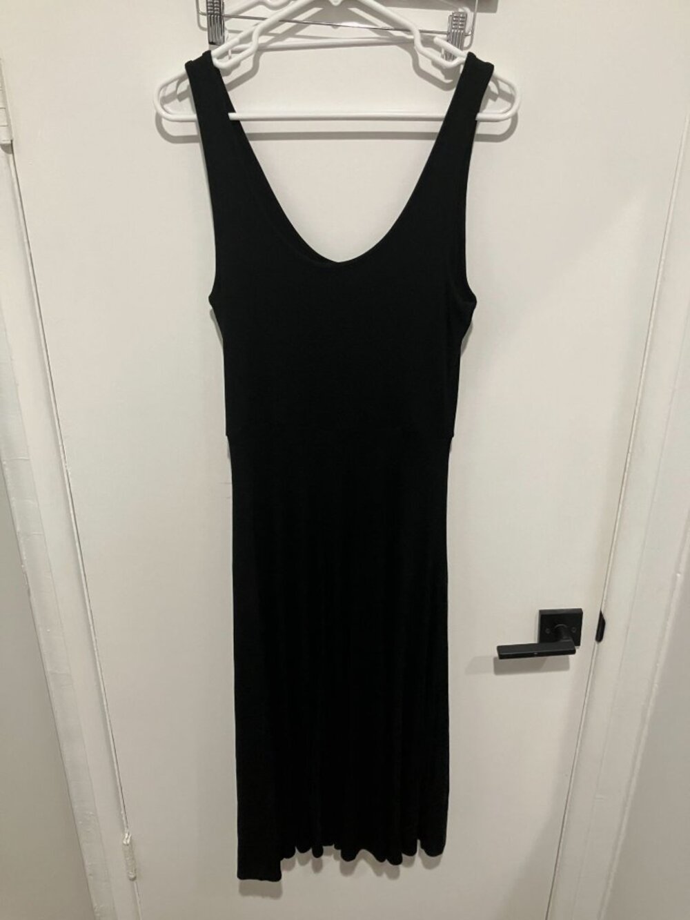 Marine Layer Women's Lexi Rib Fit and Flare Midi Dress, Black, Size Medium - Picture 2 of 3